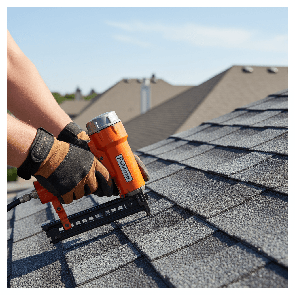 Couvreur installant des tuiles sur une toiture